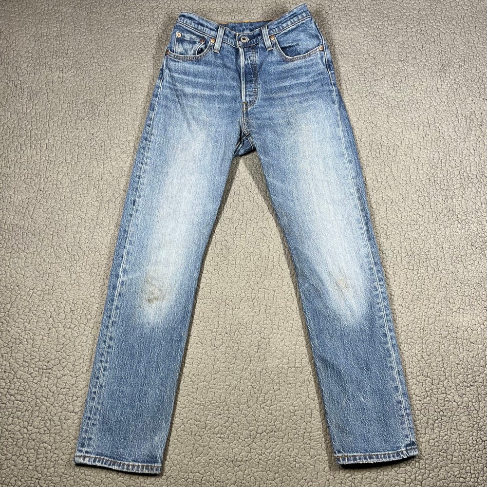 Levis 501 Original Fit Jeans Womens 25x30 Blue High Rise Button Fly Straight